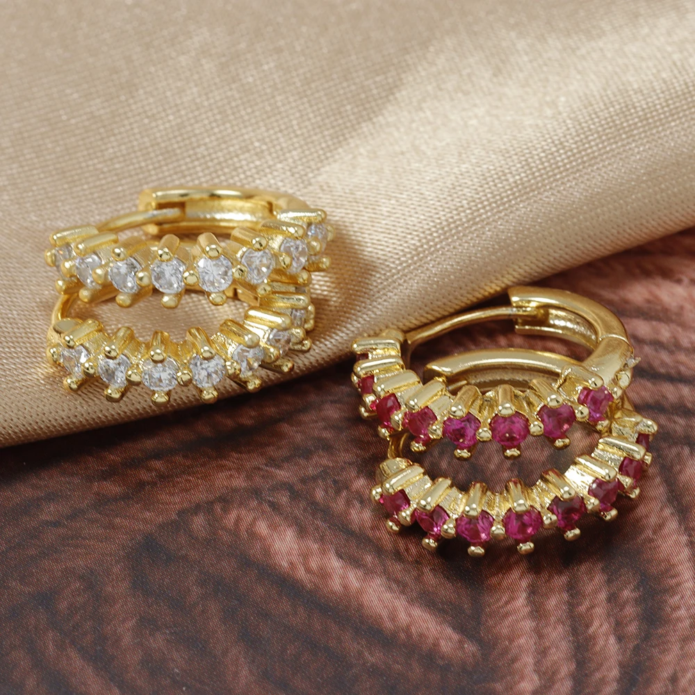 Luxury Stainless Steel Colorful Zircon Small Hoop Earrings For Women Fashion Korean Huggie Women's Jewelry pendientes mujer