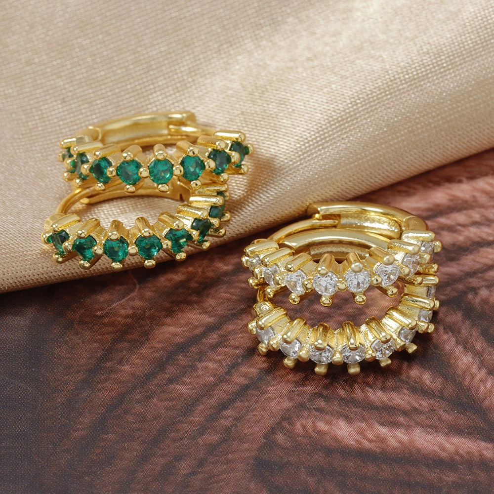 Luxury Stainless Steel Colorful Zircon Small Hoop Earrings For Women Fashion Korean Huggie Women's Jewelry pendientes mujer