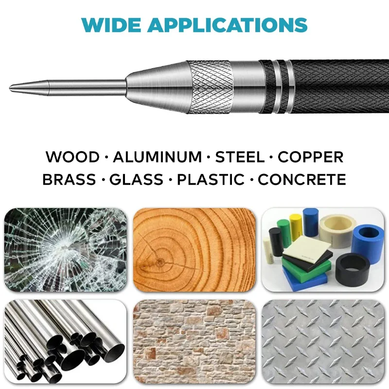 Spring Type Automatic Center Punch Locator Glass Striker Window Breaker Punch Centering Punch Punch Tool