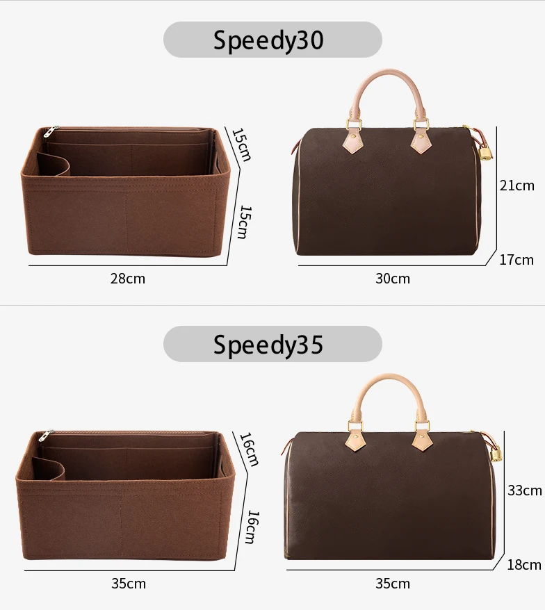 WUTA Felt Insert Bag Organizer For LV Speedy 20 25 30 35 Flap Handbag Inner Bag Makeup Travel Purse Storage Tote Bag Accessories
