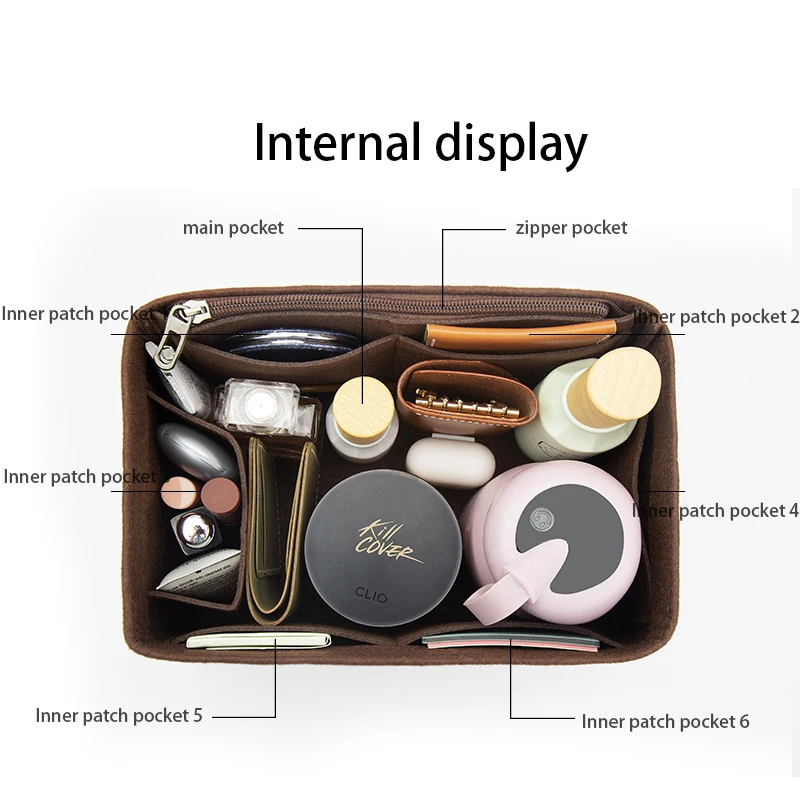 WUTA Felt Insert Bag Organizer For LV Speedy 20 25 30 35 Flap Handbag Inner Bag Makeup Travel Purse Storage Tote Bag Accessories