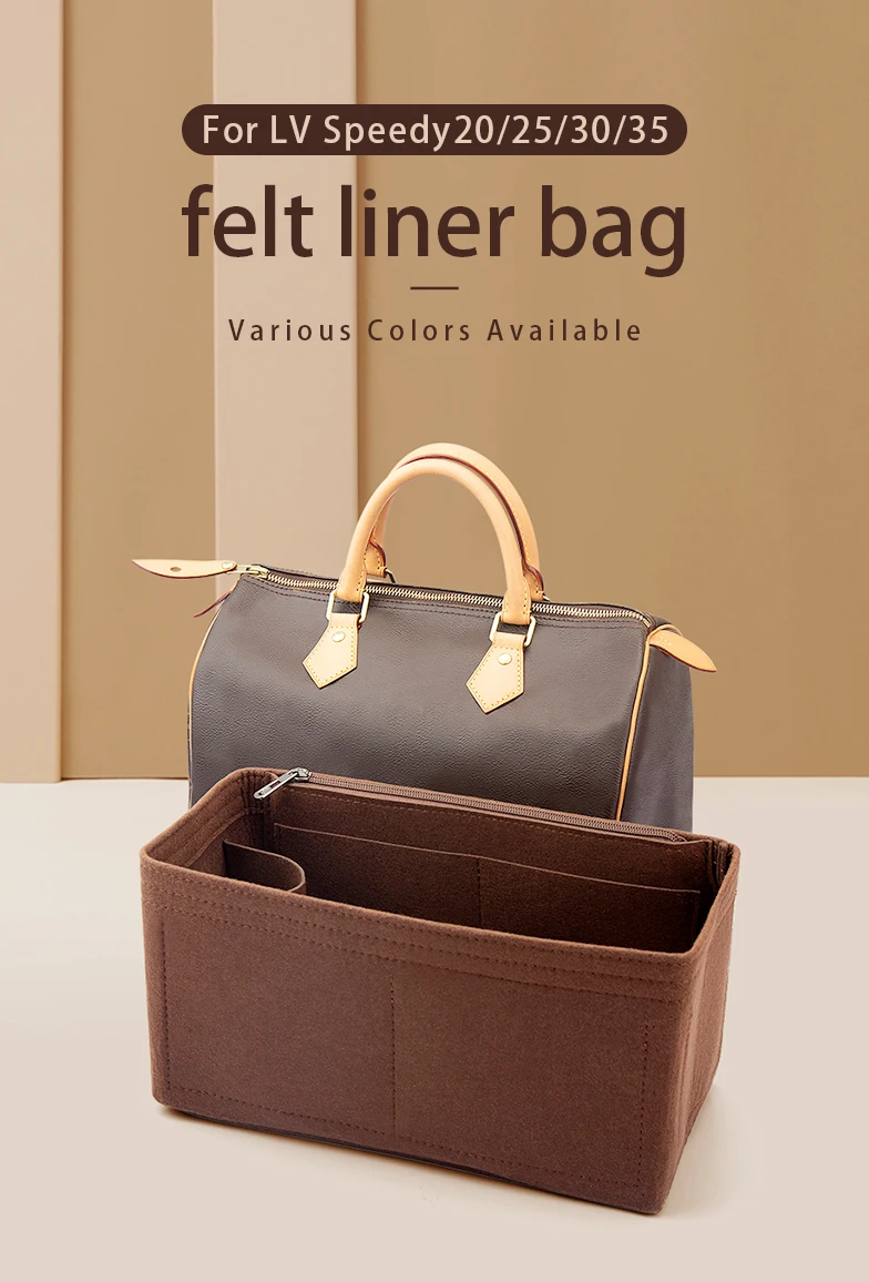 WUTA Felt Insert Bag Organizer For LV Speedy 20 25 30 35 Flap Handbag Inner Bag Makeup Travel Purse Storage Tote Bag Accessories