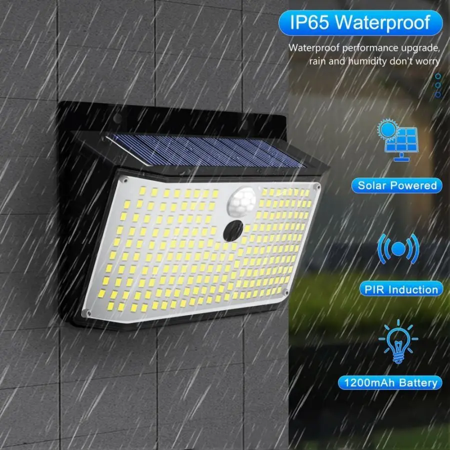 138 LED Solar Light Outdoor Solar Wall Lamp Human Body Sensor 3 Mode Waterproof Garden Decor Street Lights Sunlight Powered