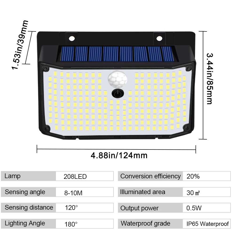 138 LED Solar Light Outdoor Solar Wall Lamp Human Body Sensor 3 Mode Waterproof Garden Decor Street Lights Sunlight Powered
