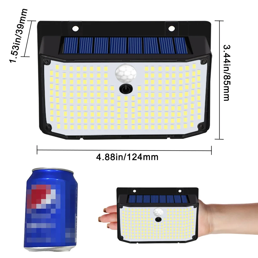 138 LED Solar Light Outdoor Solar Wall Lamp Human Body Sensor 3 Mode Waterproof Garden Decor Street Lights Sunlight Powered
