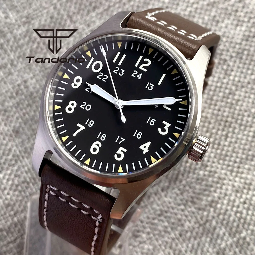 Tandorio 39mm 20BAR Dive Pilot Men's Automatic Steel Watch NH35 Miyota 8215 PT5000 Mechanical AR Sapphire Wristwatch Green Lume