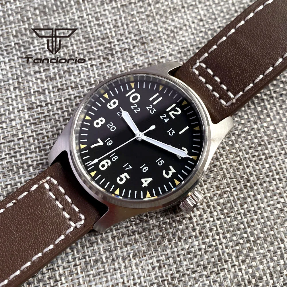 Tandorio 39mm 20BAR Dive Pilot Men's Automatic Steel Watch NH35 Miyota 8215 PT5000 Mechanical AR Sapphire Wristwatch Green Lume