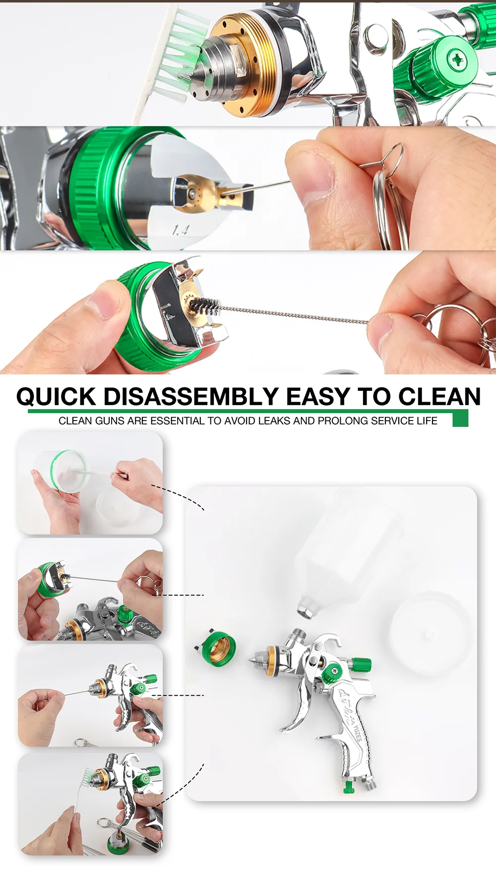 Professional HVLP Spray Gun 1.4/1.7/2.0/2.5mm Steel Nozzle Gravity Spray Gun DIY Spray Paint Kit Home Car Paint Spray Gun Tools