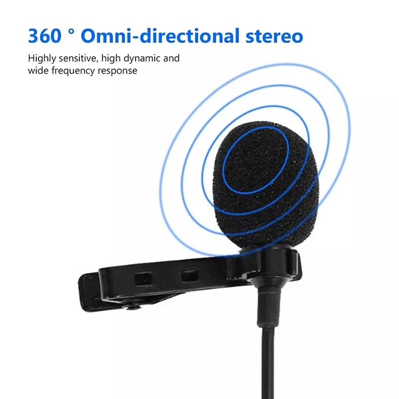 Portable 1.5m Lavalier Mini Microphone Condenser Clip-on Lapel Mic Wired USB 3.5mm Type-C Microfon For Phone for Mac Laptop PC