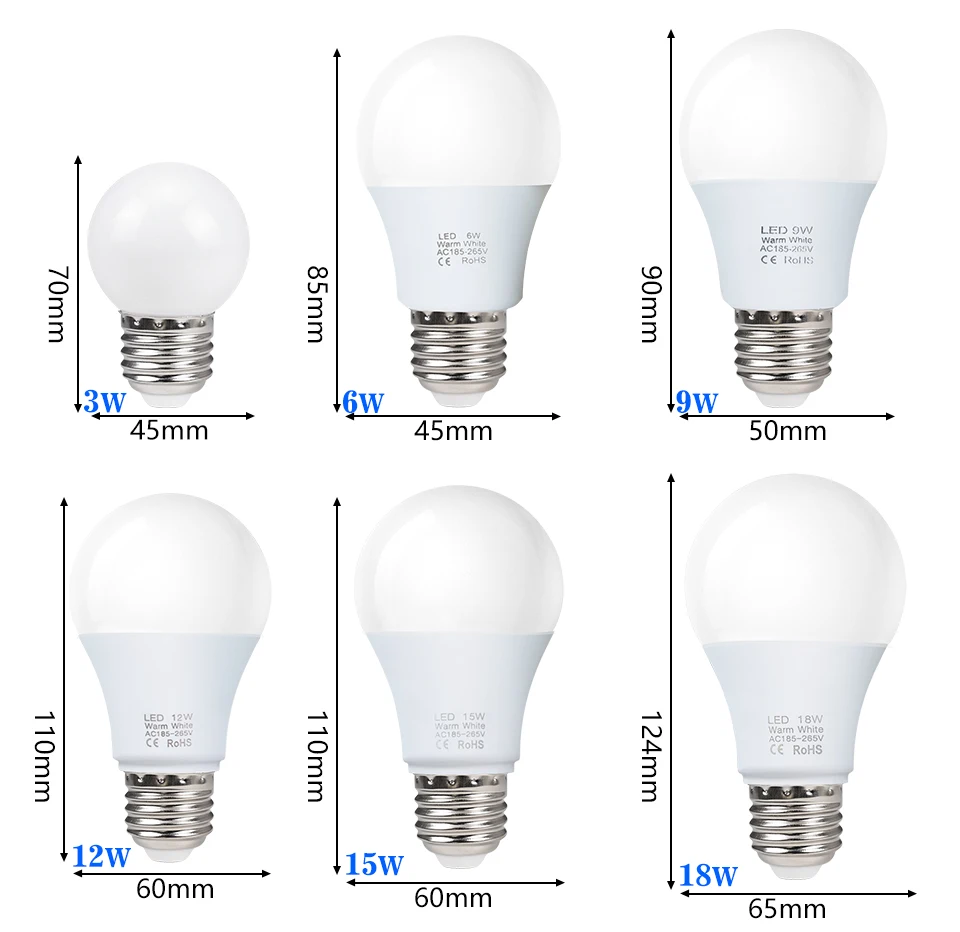 4pcs/lot E27 LED Bulb Lamps AC 220V SMD2835 3W 6W 9W 12W 15W 18W Lampada Led Light Bulbs Living Room Home Indoor LED Bulb