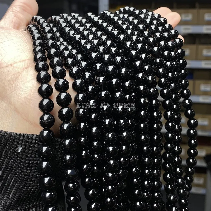 5A Natural Black Agate Onyx Stone Beads Round Loose Spacer 4 6 8 10 12mm For Jewelry Making DIY Bracelets Accessory 15'' Strand