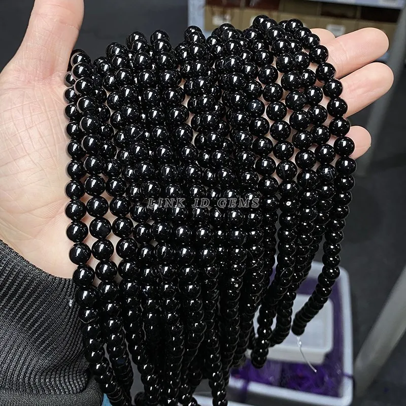 5A Natural Black Agate Onyx Stone Beads Round Loose Spacer 4 6 8 10 12mm For Jewelry Making DIY Bracelets Accessory 15'' Strand