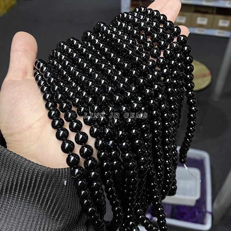 5A Natural Black Agate Onyx Stone Beads Round Loose Spacer 4 6 8 10 12mm For Jewelry Making DIY Bracelets Accessory 15'' Strand