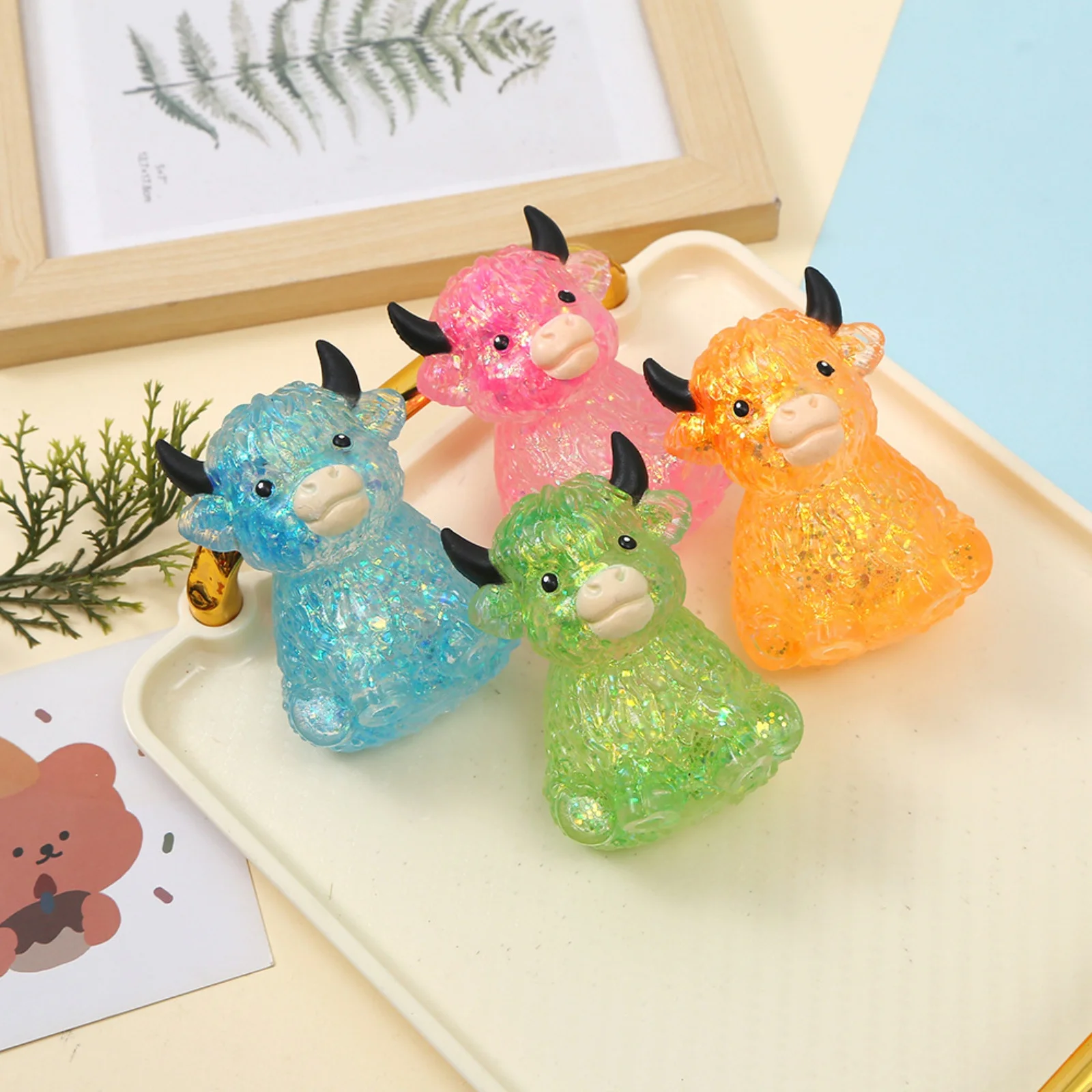 Cute Cow Squishy Maltose Fidget Toy Soft Cow Needoh Toy Small Cute Animal Anti Stress Splat Decompressions Vent Squeeze Toy