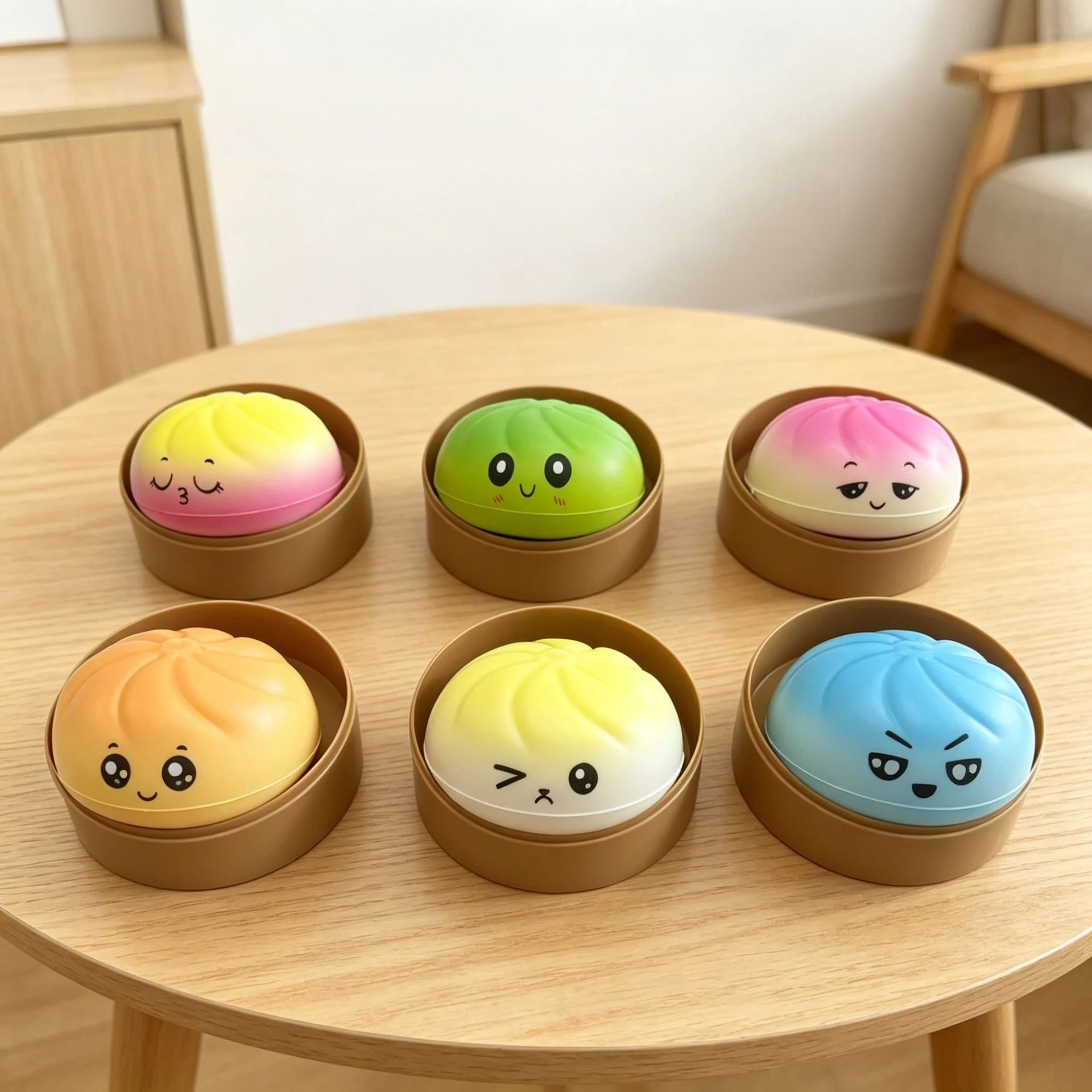 "1-Pack" and "2-Pack" Colorful Soft Squishy Blind Boxes, Suitable for Playing, Displaying, Daily Entertainment, and Decoration, Pu Toy Soft Simulation Squishy Stress-Relief Gadget, Small Steamer Model for Hand-Squeezing Stress Relief (Package Style Is Random)