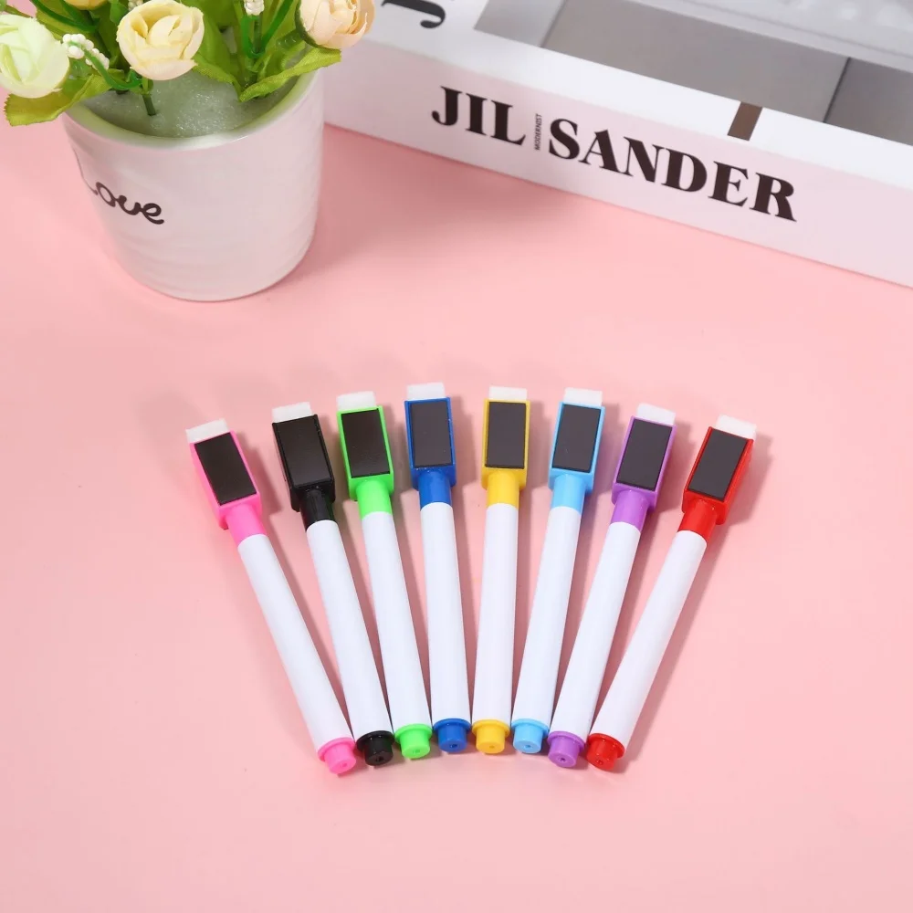 8 Colors Erasable Whiteboard Markers with Eraser, Safe Kids Graffiti Pens for Home School
