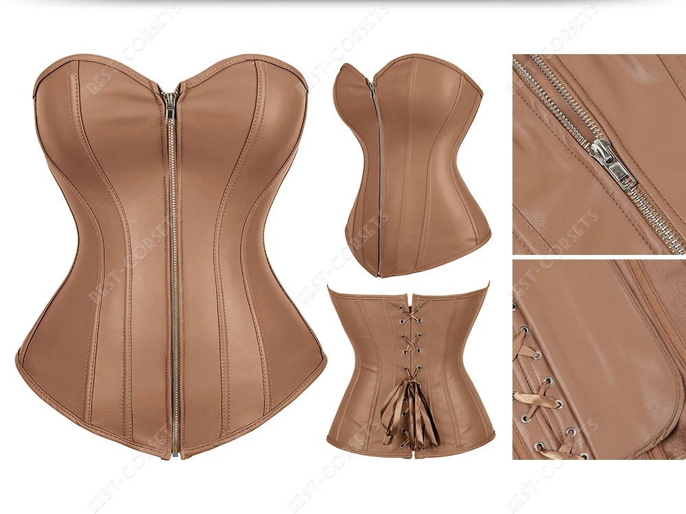 Silver Gold Corsets for Women Steampunk Gothic Corset Bustier with Zipper Plus Size Vintage Style Corset Top Burlesque Lingerie