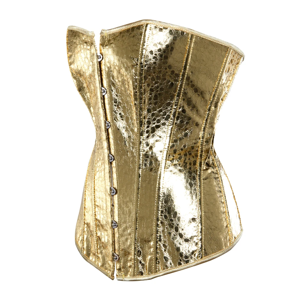 Silver Gold Corsets for Women Steampunk Gothic Corset Bustier with Zipper Plus Size Vintage Style Corset Top Burlesque Lingerie