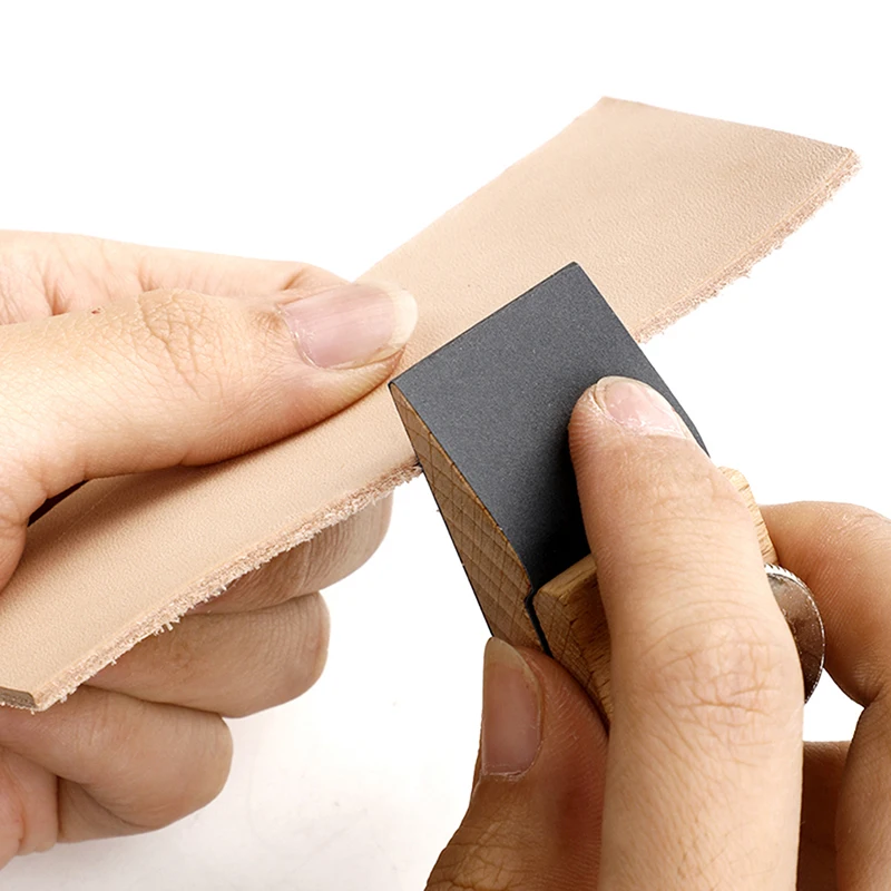 Beech Block Handmade Leather Edge Grinding Sandpaper Treatment Tool Sandalwood DIY Leathercraft Edge Tool