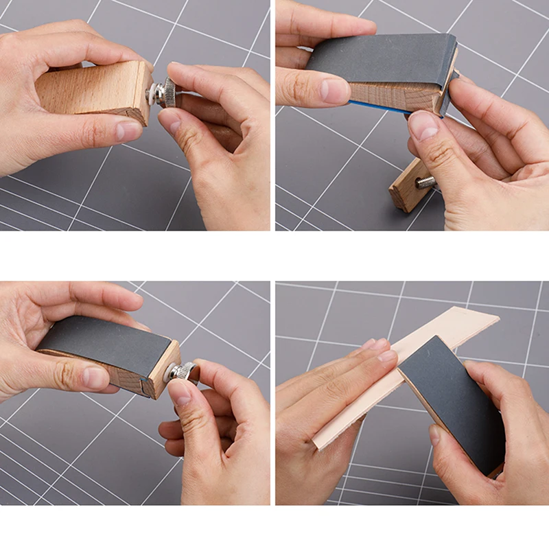 Beech Block Handmade Leather Edge Grinding Sandpaper Treatment Tool Sandalwood DIY Leathercraft Edge Tool