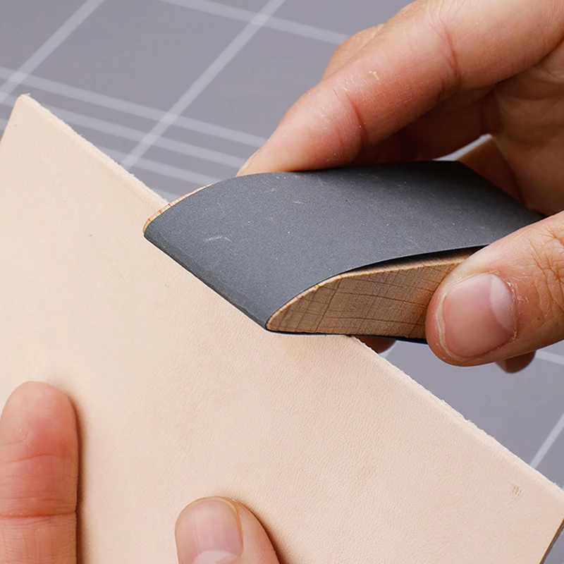Beech Block Handmade Leather Edge Grinding Sandpaper Treatment Tool Sandalwood DIY Leathercraft Edge Tool