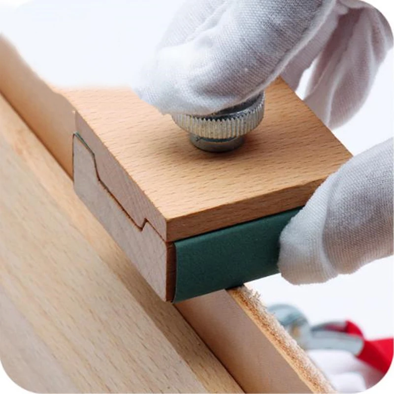 Beech Block Handmade Leather Edge Grinding Sandpaper Treatment Tool Sandalwood DIY Leathercraft Edge Tool
