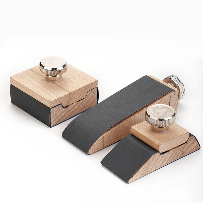 Beech Block Handmade Leather Edge Grinding Sandpaper Treatment Tool Sandalwood DIY Leathercraft Edge Tool