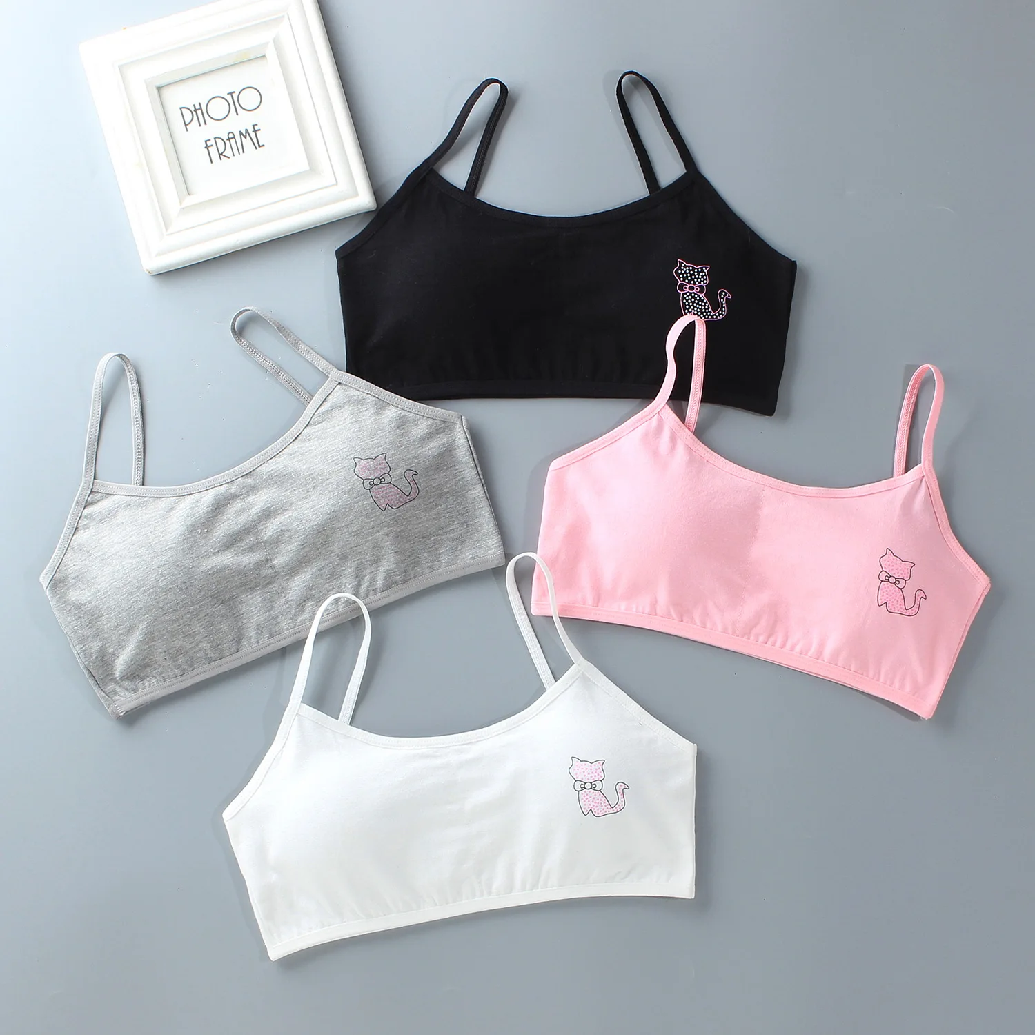 5PCS/Lot Teeange Girls Small Training Bras Purbery School Girl Sports Bra Children Detachable Chest Pad Underwear Kids Tube Tops