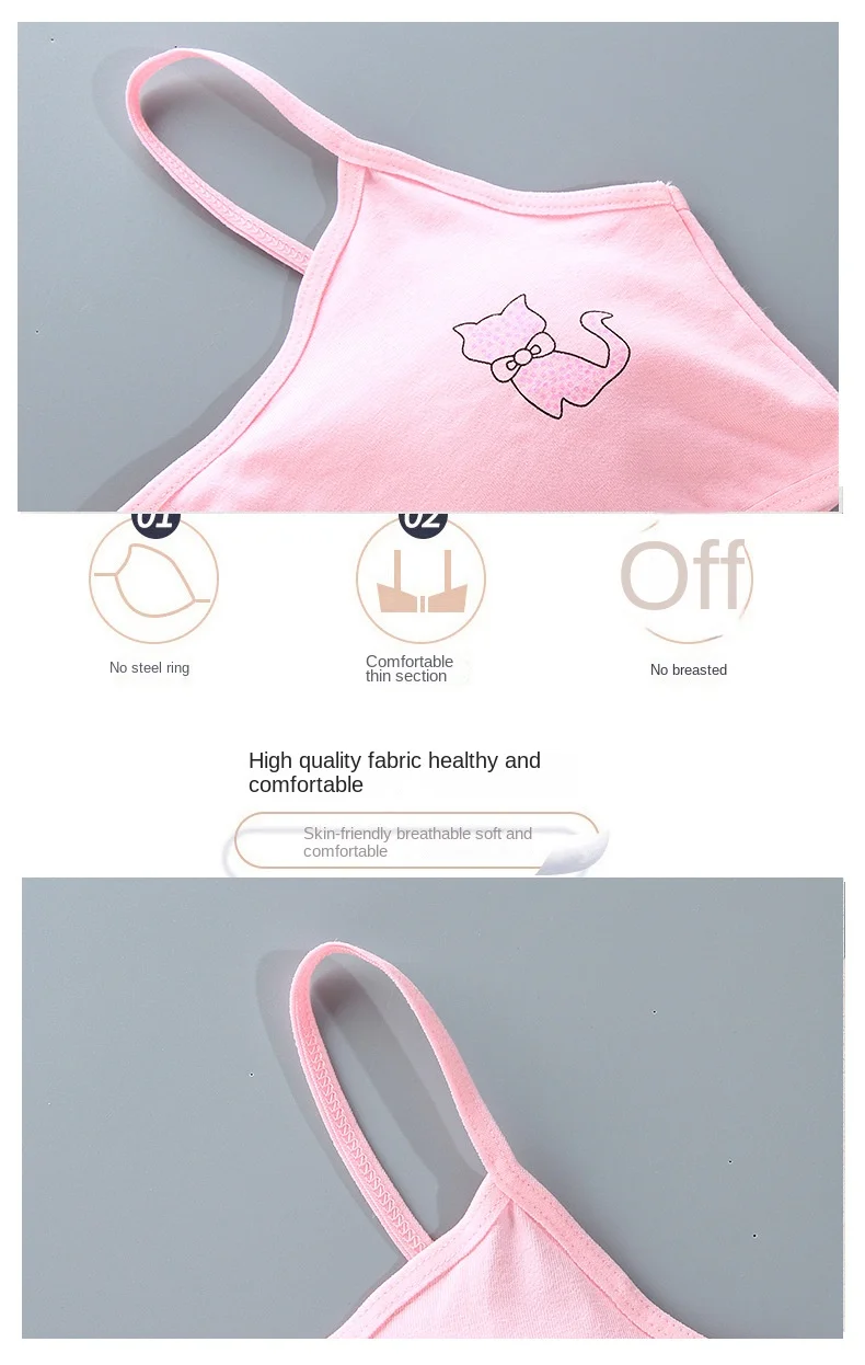 5PCS/Lot Teeange Girls Small Training Bras Purbery School Girl Sports Bra Children Detachable Chest Pad Underwear Kids Tube Tops