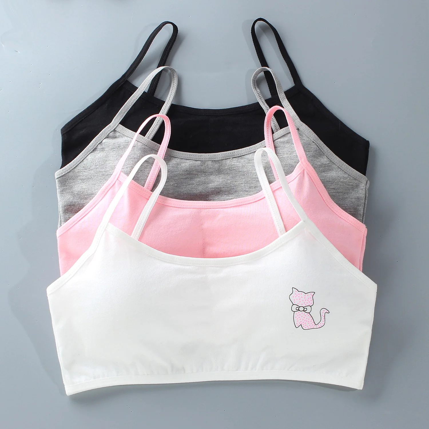 5PCS/Lot Teeange Girls Small Training Bras Purbery School Girl Sports Bra Children Detachable Chest Pad Underwear Kids Tube Tops