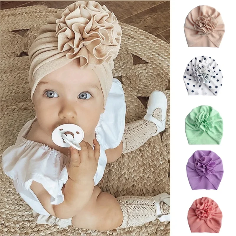 Turban Baby Girl Turbans for Babies Lovely Flower Soft Cap Bonnet Head Wraps Kids Hat Beanie Baby Girl Newborn Photography Hat