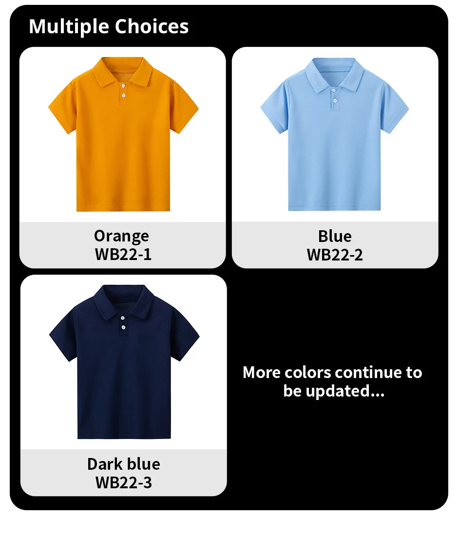 1/3 Pack Children's Solid color POLO Shirt Boy Handsome Fashion T-shirt Lapel Comfortable Half Sleeve Girl Joker Short Sleeve