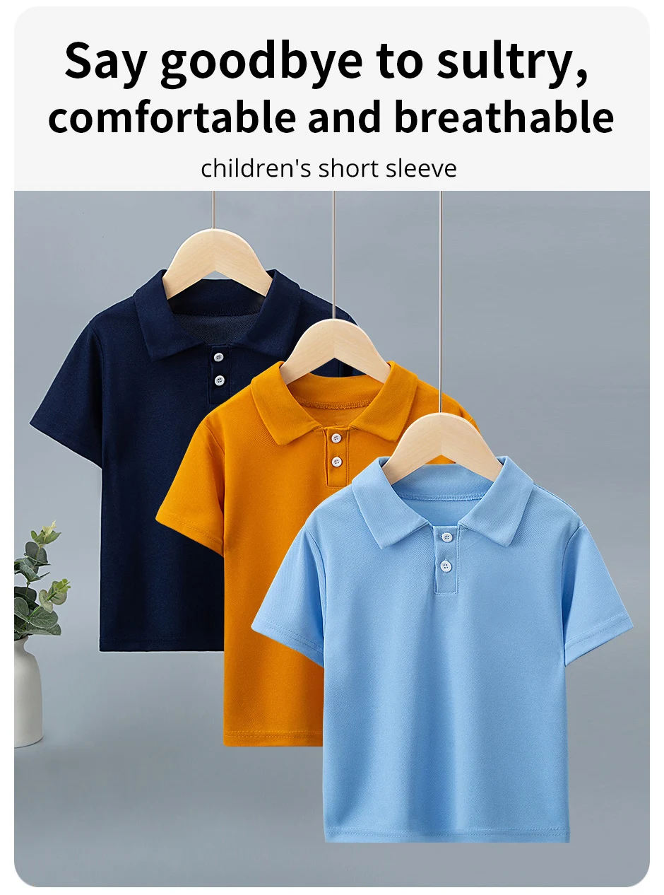 1/3 Pack Children's Solid color POLO Shirt Boy Handsome Fashion T-shirt Lapel Comfortable Half Sleeve Girl Joker Short Sleeve