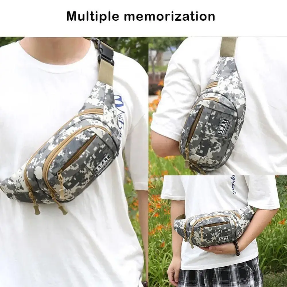 Large Capacity Outdoor Waist Bag Multi-layer Sling Bag New Nylon Waterproof Camouflage Fanny Pack