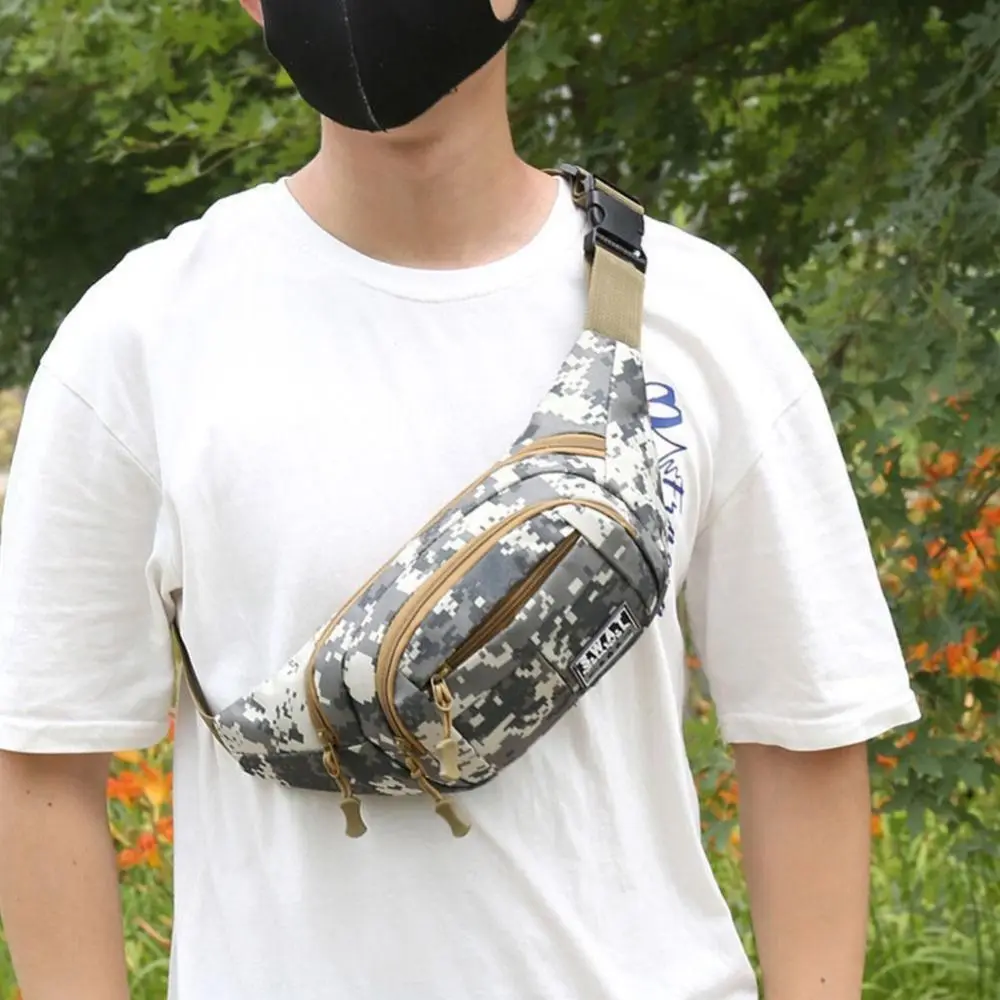 Large Capacity Outdoor Waist Bag Multi-layer Sling Bag New Nylon Waterproof Camouflage Fanny Pack