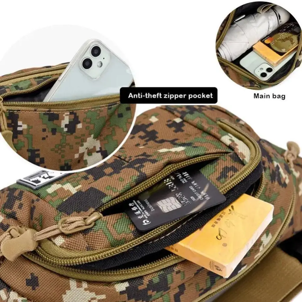 Large Capacity Outdoor Waist Bag Multi-layer Sling Bag New Nylon Waterproof Camouflage Fanny Pack