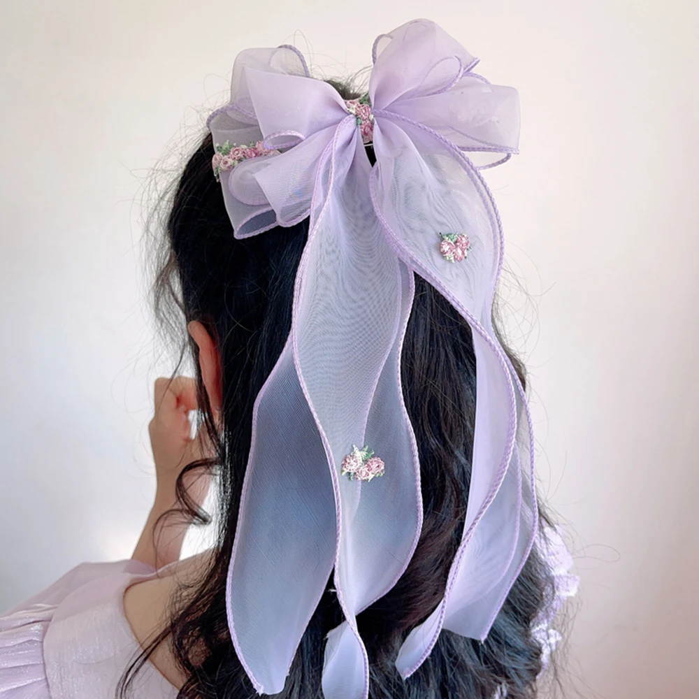 Korean Children's Braided Hairpin Embroidered Floreal Hair Accessories Princess Girl Ponytail Headdress Top Clip For Kids