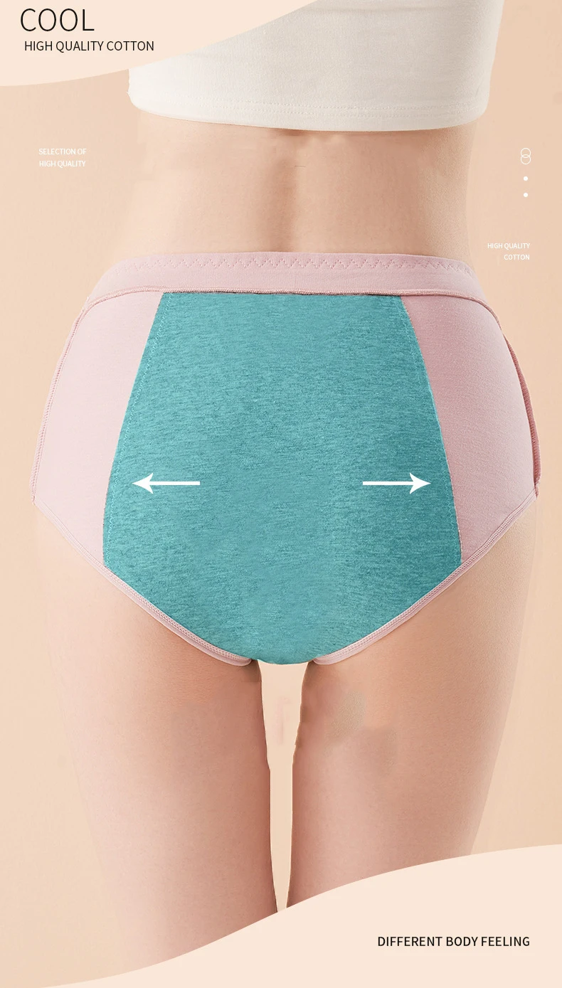 4Pcs Women's Menstrual Panties Physiological Pants Leak Proof Underwear Ladies Period Panty High Waist Cotton Briefs Lingerie