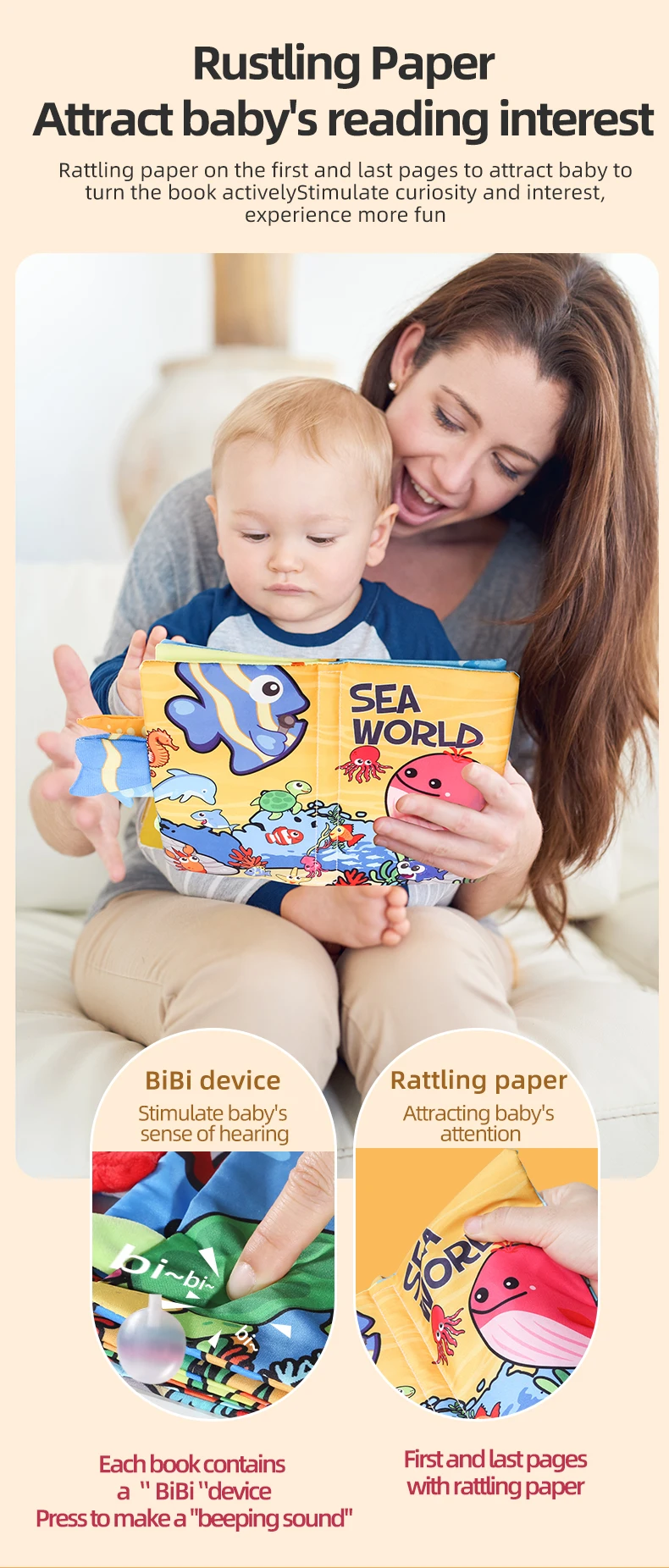Baby Cloth Book 6 Pages 0-3 Year Old Early Education Parent-child Interaction Baby Toys For 0-3 Year Old Newborn Gifts