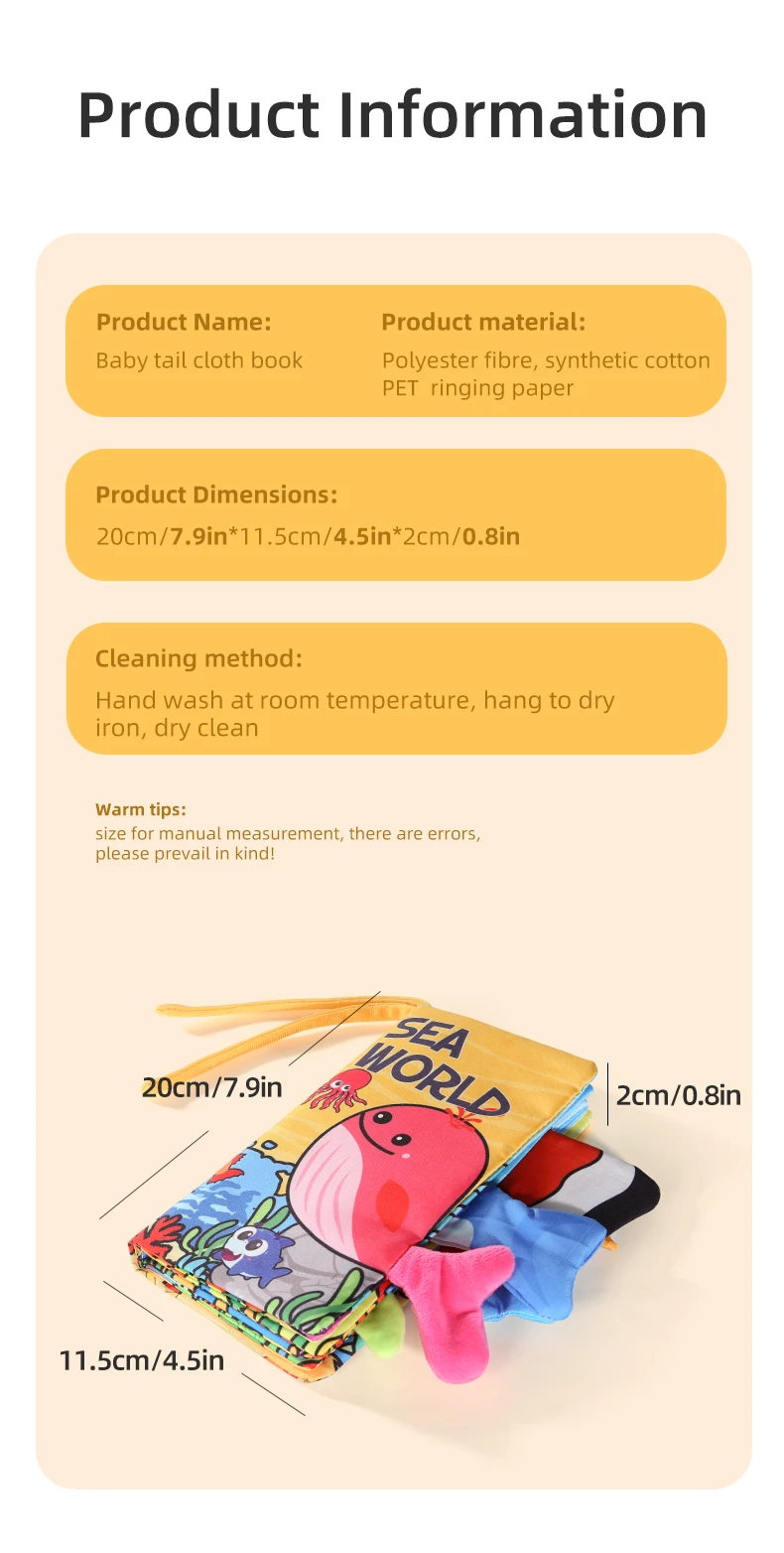 Baby Cloth Book 6 Pages 0-3 Year Old Early Education Parent-child Interaction Baby Toys For 0-3 Year Old Newborn Gifts