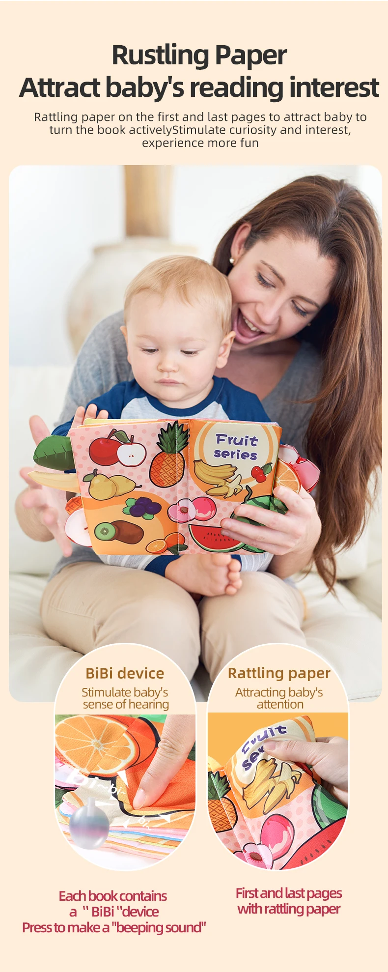 Baby Cloth Book 6 Pages 0-3 Year Old Early Education Parent-child Interaction Baby Toys For 0-3 Year Old Newborn Gifts