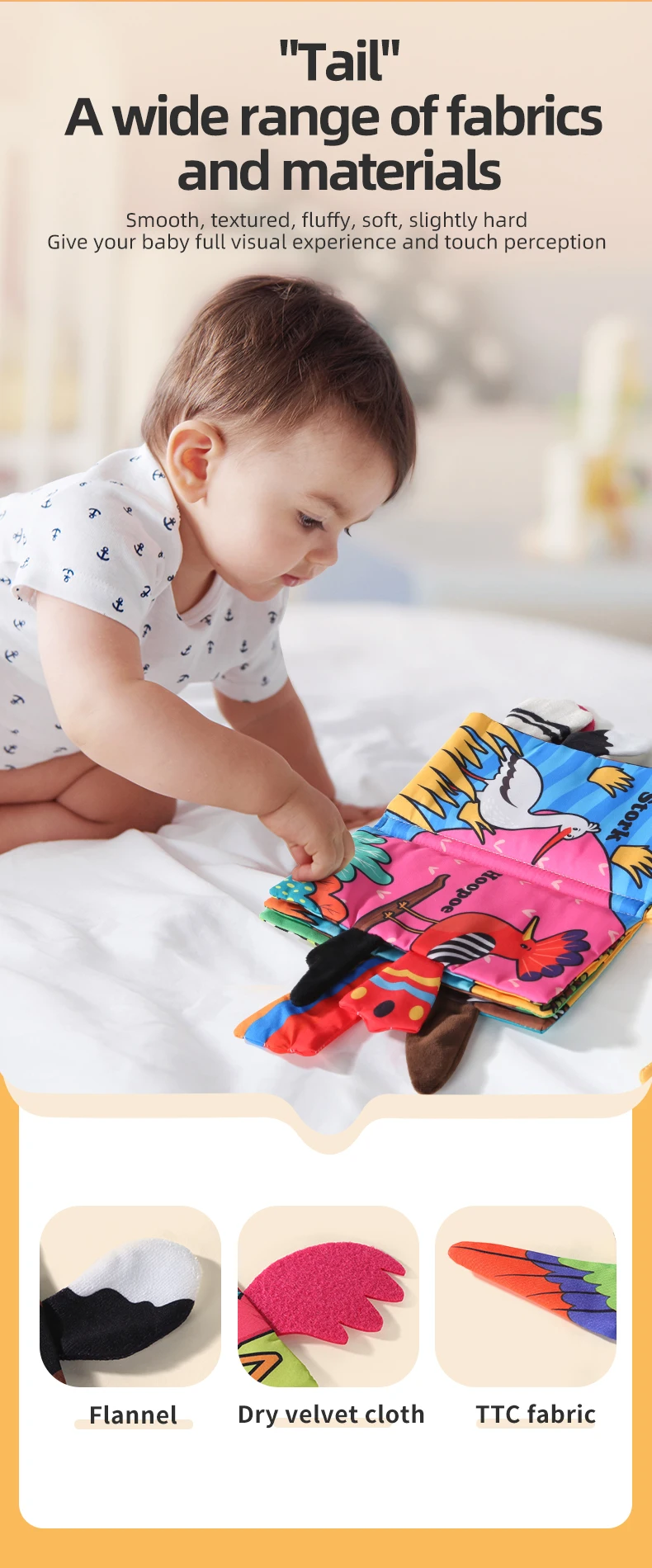 Baby Cloth Book 6 Pages 0-3 Year Old Early Education Parent-child Interaction Baby Toys For 0-3 Year Old Newborn Gifts