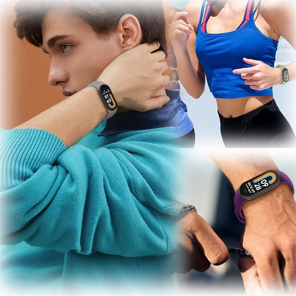 Sport Strap For Xiaomi Mi band 8-8 NFC Belt Replacement miband8 silicone Bracelet smart band 8 waterproof Watchbands Accessories