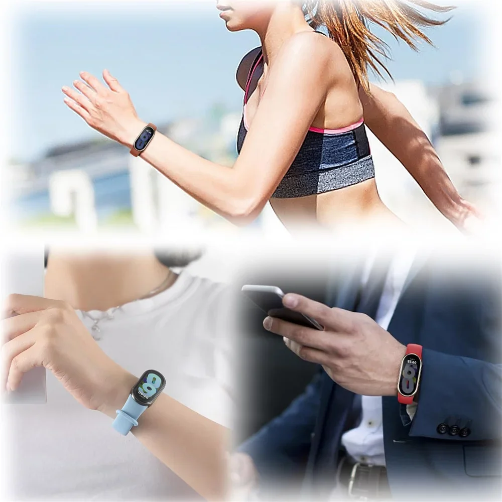 Sport Strap For Xiaomi Mi band 8-8 NFC Belt Replacement miband8 silicone Bracelet smart band 8 waterproof Watchbands Accessories