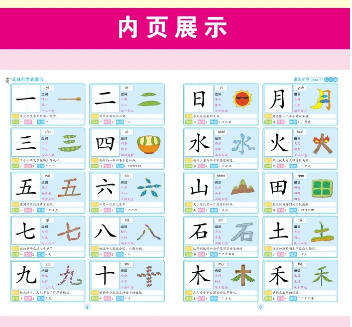 3600 Words Chinese Characters Literacy Book Preschool Kindergarten Student Learning Teaching Material Book Early Education Book