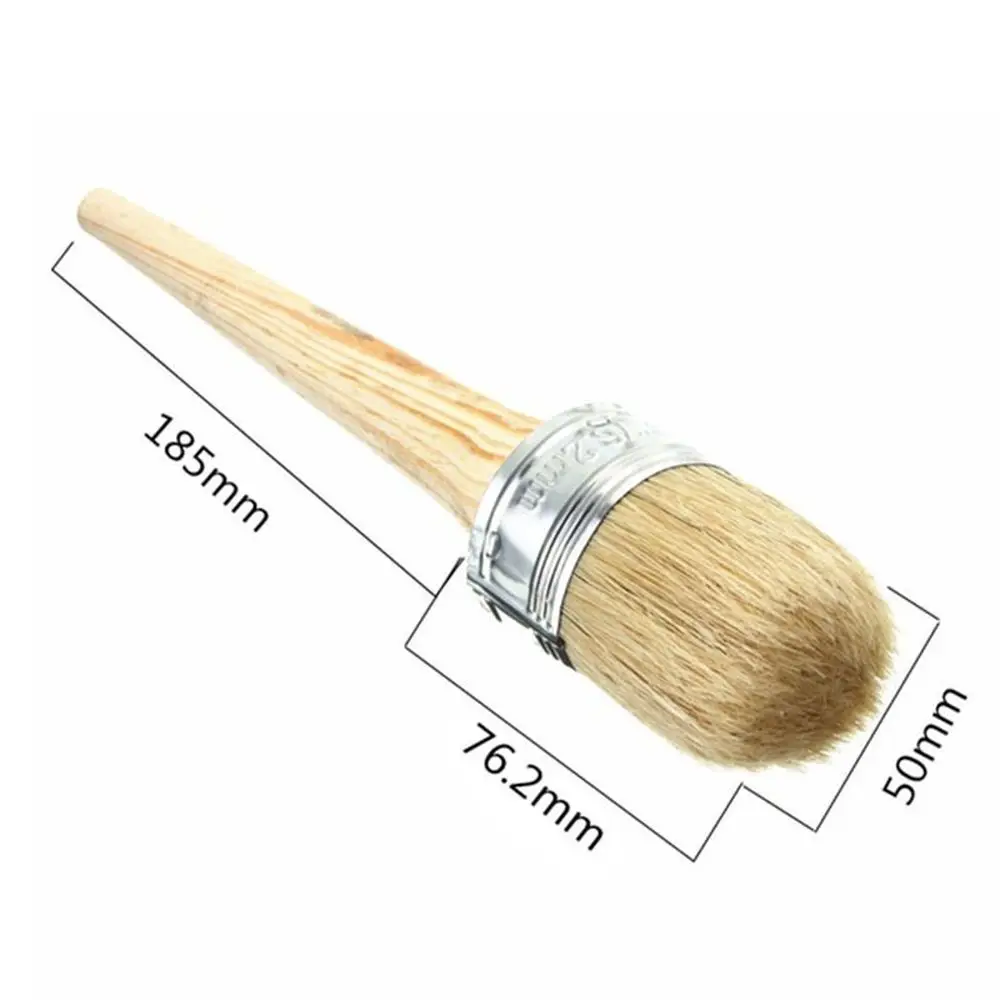 New Home Use Brush Wooden Handle Painting Wax Brushes 185mm Long Round Bristle Chalk Oil Paint DIA
