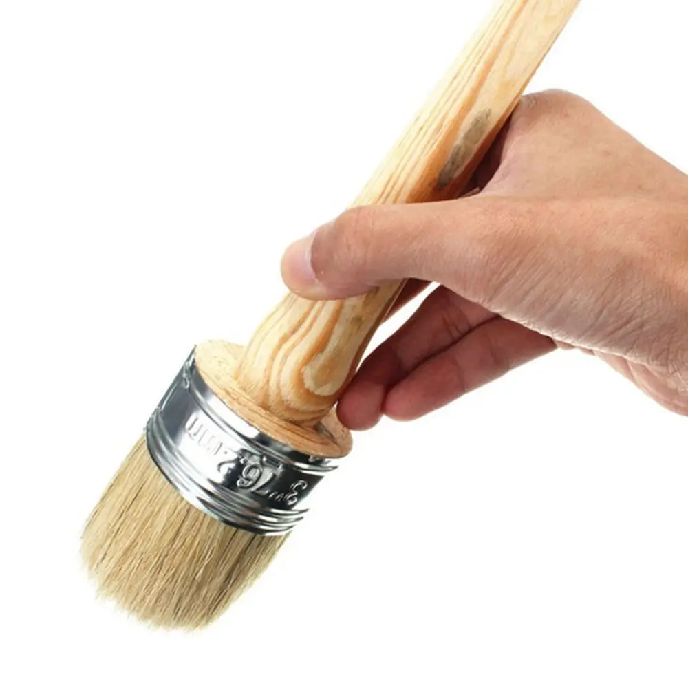 New Home Use Brush Wooden Handle Painting Wax Brushes 185mm Long Round Bristle Chalk Oil Paint DIA