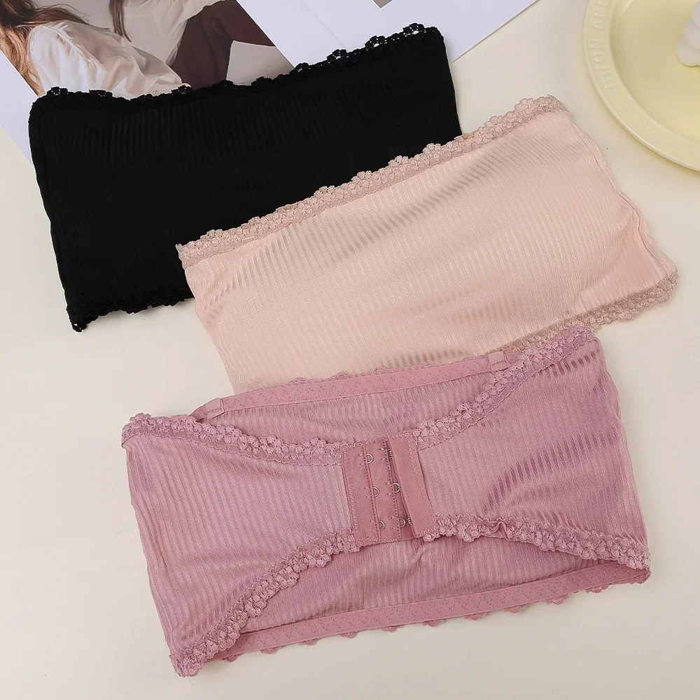 Summer Strapless Women Bras Back Lace Sexy Chest Tops Seamless Breathable Underwear Brassiere Solid Invisible Chest Wraps Bra