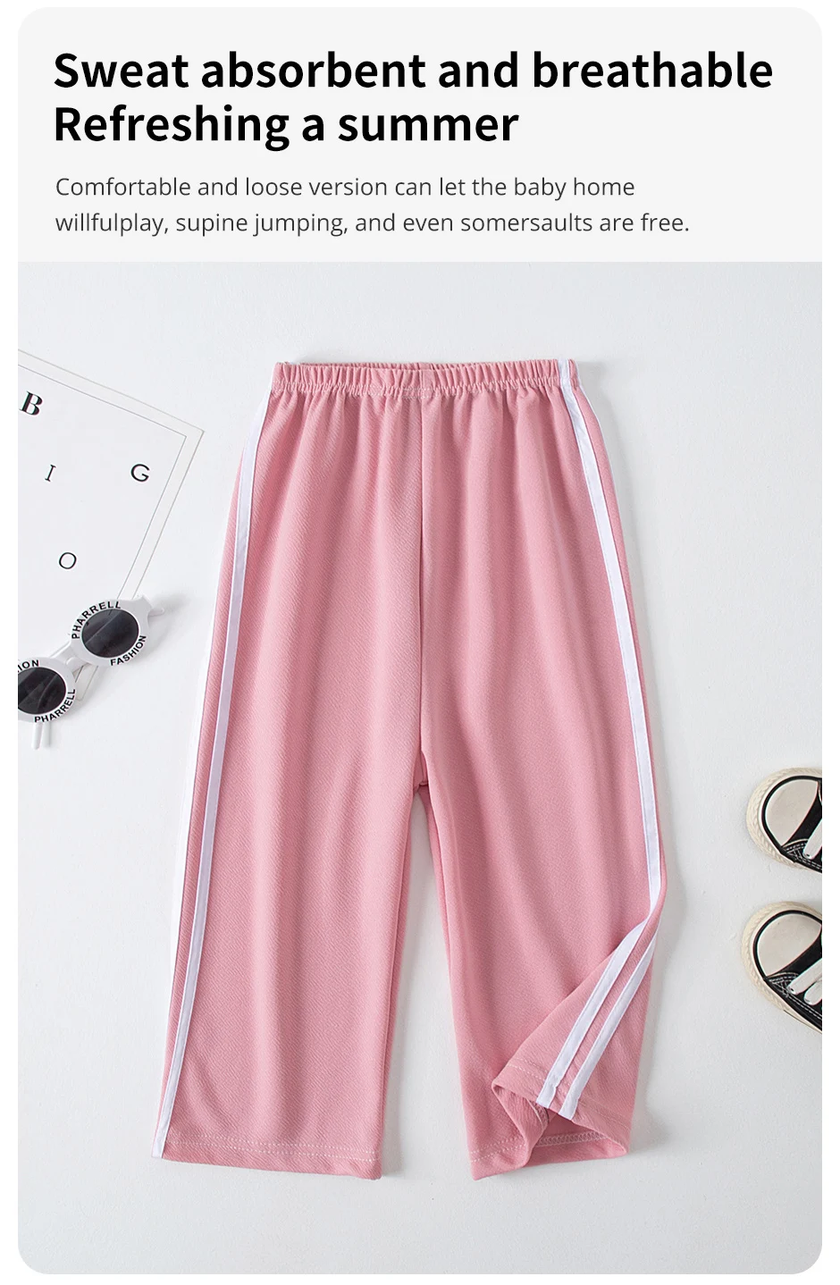 Children's Summer And Autumn Basic Versatile Solid Color Wide Leg Pants For Girls Casual Straight Leg Pants For Boys Sports Pant