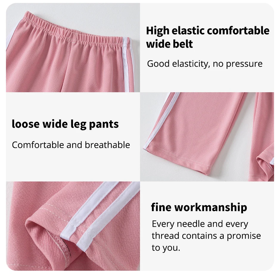 Children's Summer And Autumn Basic Versatile Solid Color Wide Leg Pants For Girls Casual Straight Leg Pants For Boys Sports Pant
